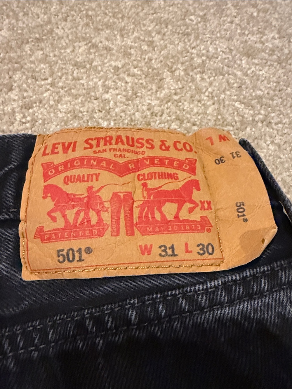 Levi's  501 Black Straight-Leg Jeans - Picture 2 of 5